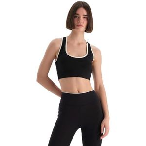 Dagi Black Fashion Gebreide U-Hals Interlock Verwijderbare Padding Criss-Cross Strap Mouwloze U-Hals Sportbeha, Zwart, L, zwart, L