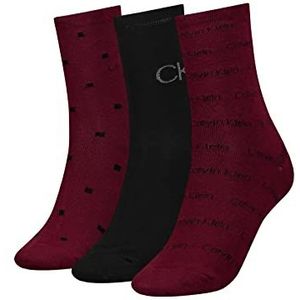 Calvin Klein Lurex Gift Box Casual sokken voor dames, verpakking van 3 stuks, Burgundy Combo, One Size