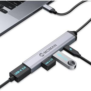 Moman CT4 USB C-hub, met 4 poorten, USB 3.0-adapter, OTG USB type C-hub, splitter compatibel met iPhone 15/15Pro, MacBook Air/Pro, iPad, Surface Pro/Go, Galaxy Tab