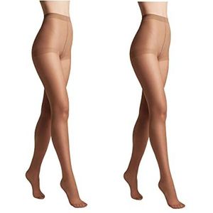 Conte elegant 2-pack duurzame semi-matte damespanty's - dunne damespanty's met gemarkeerde slipjes - gladde SOLO 20 kleur Natuurlijke maat 6