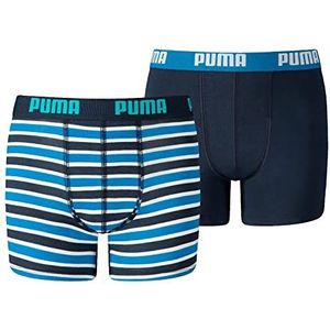 PUMA Uniseks boxershorts voor kinderen, basic, bedrukt (2 stuks), blauw, 164 cm