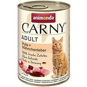 animonda Carny Volwassen kattenvoer, nat voer voor volwassen katten, kalkoen en kippenlever, 400 g