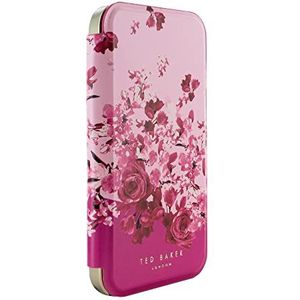 Ted Baker ALSTRY roze verspreide bloemen spiegel folio telefoonhoesje voor iPhone 14 Pro goud omhulsel