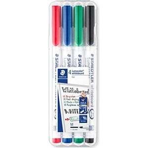 Staedtler 301 WP4 Lumocolor Droge Wipe/Whiteboard Pen, Meerkleruig, Pak Van 4