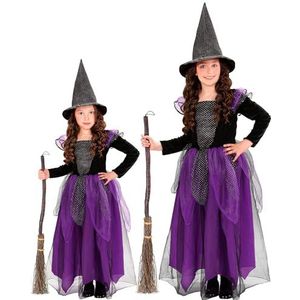 Widmann - Kinderkostuum heks, vloerlange jurk en heksenhoed, tovenaar, sprookjeskostuum