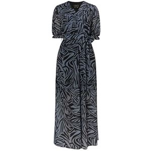 threezy Dames maxi-jurk met zebra-print jurk, grijs/zwart, L