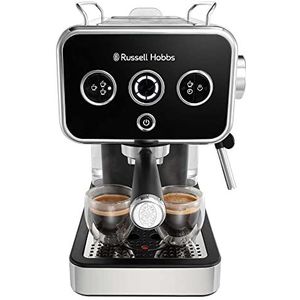 Russell Hobbs Espressomachine [Filterhouder] Distinctions RVS Zwart (15 Bar, 1 & 2 Kopjes, ESE Pads, Automatische Dosering & Handmatige Optie, Stoompijpje Voor Heet Water & Melkschuim) 26450-56