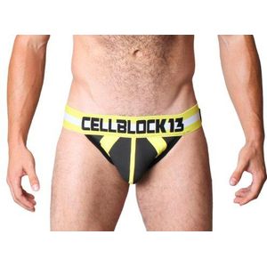CellBlock 13 Parolee neopreen jock voor heren, 1 x 1 stuk, maat S, zwart/blauw. S (28"" - 30"") geel/zwart
