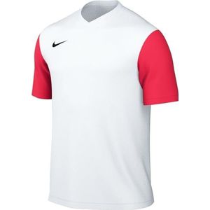 Nike Heren Short Sleeve Top M Nk Df Tiempo Prem Ii Jsy Ss, Wit/Bright Crimson/Zwart, DH8035-101, L