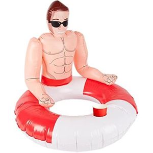 Inflatable Lifeguard Hunk Swim Ring, Red & White, 88cm/35in