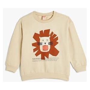 Koton Boys's Lion Bedrukt Lange Mouwen Crew Neck Soft Interieur Katoen Sweatshirt, beige (050), 3-4 jaar