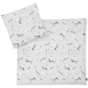Julius Zöllner Babybeddengoedset 100% katoen, Oeko-Tex Standard 100, gemaakt in Duitsland, maat 80 x 80 + 35 x 40 cm, Woodlife