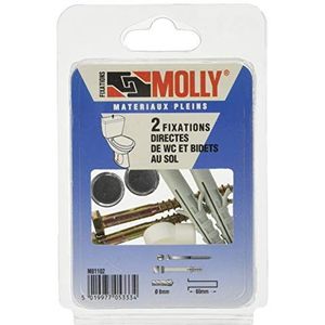 Molly M81102-XJ speciale deuvels, nylon, 2 schroeven met zeskantkop, 2 doppen, wit en 2 verchroomd, grijs, 2-delige set