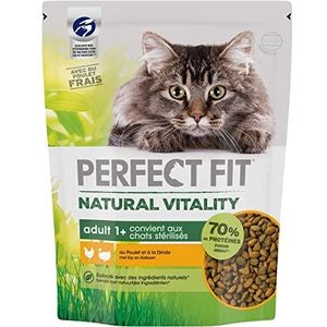 Perfect Fit Natural Vitality Droogvoer voor volwassen katten, geschikt voor gesteriliseerde katten, compleet voer met natuurlijke ingrediënten, verpakking van 6 x 1 kg