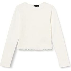 NAME IT Girl's NLFFEMI LS Crop Top, White Alyssum, 158/164, wit alyssum, 158/164 cm