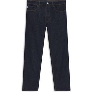 Jeans - Dark Blue - Regular Fit - Leren Badge - Knopen