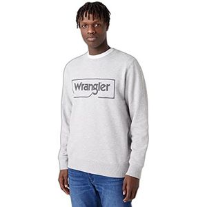 Wrangler Heren Frame Logo Crew Sweatshirt, MID Grey Melee, Small