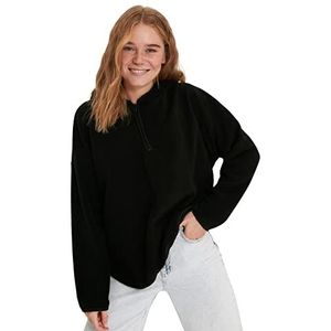 Trendyol Dames oversized basic capuchon gebreid sweatshirt, Zwart, XS