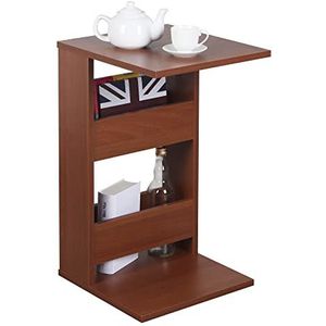 RICOO kleine bijzettafel 35 x 60 x 40 cm banktafel in C-vorm eiken rustiek bruin – WM042-ER