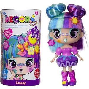 DECORA GIRLZ – bloem – mini-modepop met 8 accessoires en verrassingsstickers – speelgoed pop 12,7 cm verzamelbaar – voor kinderen vanaf 4 jaar – unieke stijl om te personaliseren Lansay