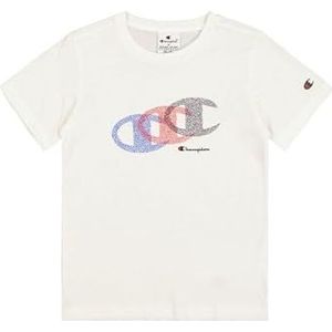 Champion Jongens Legacy Boy-Graphic Crewneck met grote print T-shirt, wit (Ww001), 5-6 Jaar