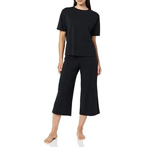 Amazon Essentials Dames gebreide jersey pyjamaset (verkrijgbaar in grote maten), zwart, XS