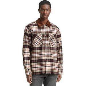 TOM TAILOR DENIM - Overhemd - Bruin Grijs Rood Zwart Wit - Comfort Fit - Lange Mouw