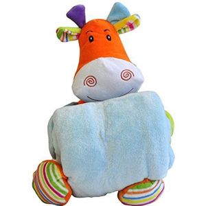 Hug Me 3830047237780 pluche speelgoed 26 cm, babyspeelgoed met deken kleine koe, 90 x 70 cm, blauw