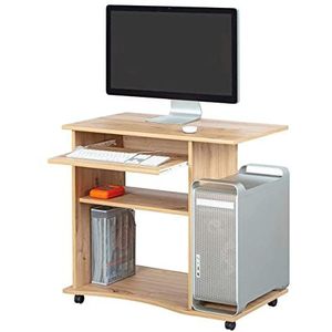 Inter Link bureau voor computer, laptop, kantoorwerk, MDF ambachtelijke eikenlook, bewerkt hout, 80 x 50 x 75 cm