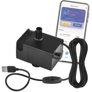 EMOS - GoSmart vervangingspomp voor slimme kattenfontein incl. oplaadkabel en schuimfilter - huisdierverzorging waterpomp geschikt voor GoSmart waterfontein EMOS H6102 - zwart
