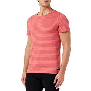 TOM TAILOR Denim Uomini T-shirt met strepen 1033029, 30327 - Red Fine Yd Stripe, XXL