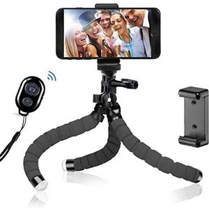 BSET BUY Tripod octopus mobiele telefoon statief camera statief houder voor camera en elke smartphone inclusief telefoonhouder (statief met bluetooth-afstandsbediening)