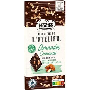 Nestlé Les Recepten de L'Atelier – reep pure chocolade met geroosterde amandelen – 100 g