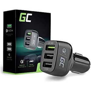 Green Cell Premium 42W 3-poorts USB-autolader, Quick Charge 3.0 voor iPhone X 8 7 6S 6 Plus, iPad, Galaxy S8 S7 Edge Note, Google Nexus, LG, HTC, Huawei en andere iOS-Android-apparaten