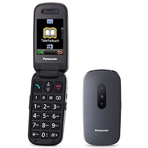 Panasonic KX-TU446EXG Seniorenmobiele telefoon (SOS-noodoproepknop, schokbestendig, grote afzonderlijke toetsen, grote lettertype) grijs