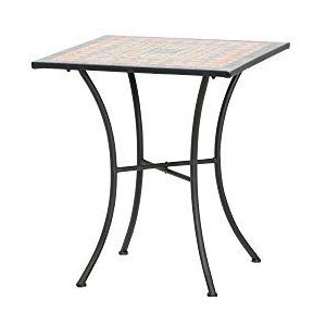 Siena Garden 380819 tafel Prato, 64x64x71cm, frame: staal, gepoedercoat in mat zwart, oppervlak: mozaïek, tafelblad: keramiek, meerkleurig