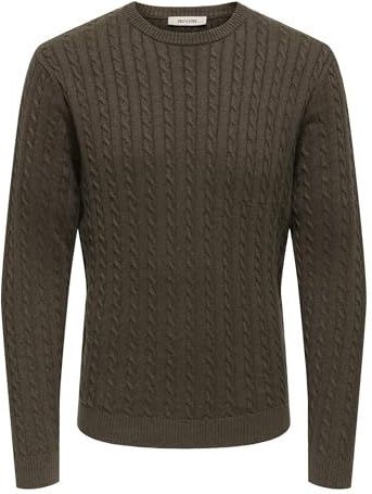 ONLY & SONS - ONSLOUI REG 12 - Gebreide Trui - Coffee Bean - Regular Fit