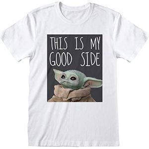 Popgear Star Wars Mandalorian The Child My Good Side T-shirt voor heren, wit, Wit, M