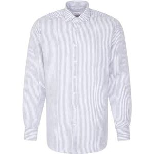 Seidensticker Zakelijk overhemd voor heren, regular fit, zacht, kent-kraag, lange mouwen, 100% linnen, lichtblauw, 43
