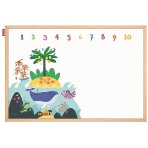 Memobe - Leerbord - Game Numbers adventure! - voor kinderen - Whiteboard met opdruk cijfers - beschrijfbaar & magnetisch - wandbord - wit - afwasbaar - houten frame - 60x40 cm