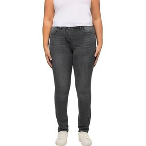 Ulla Popken Dames grote maten plus size SkinnyJeans Sarah, smalle 5-pocket-vorm, High Waist Grey Denim 104 796779905-104, Grijze jeansstof, 43W x 34L