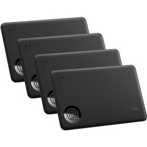 Tile by Life360 Slim Bundle - Portemonneefinder, Bluetooth-tracker en itemfinder voor bagagelabels, paspoorten en meer. Zowel iOS- als Android-compatibel. Telefoonfinder. 4 stuk (zwart)