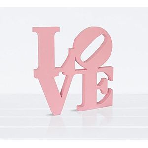 Houten belettering LOVE kleur roze houten bord staander deco belettering voor keuken of woonkamer, roze, 20x20 cm