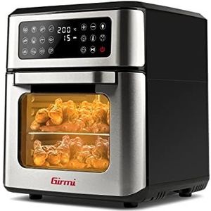 Girmi FG97 Luchtfriteuse, 12 liter en elektrische oven, 1600-1800 W, 12 vooraf ingestelde programma's, roterende mand en draaispit, vetopvangbak, digitaal display, multifunctionele accessoires