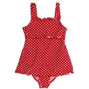 Playshoes Badmode voor meisjes, badpak met rok met stippen met uv-bescherming, Oeko-Tex Standard 100, rood, 122/128 cm