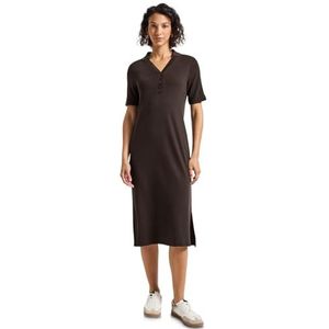 Street One Dames Polo-jurk met geribde structuur in Bruin, in size: 34