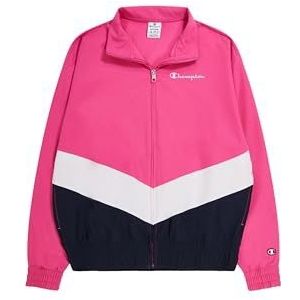 Champion Legacy American Summer W - WR polyester Stretch Small Script Logo Full Zip sportjas, roze framboos/wit, S dames SS24, Framboos roze/wit, S