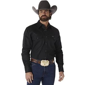 Wrangler Western Werkhemd voor heren, Firm Finish, zwart, L (Lang)