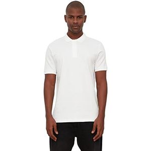 TRENDYOL Basics Slim Fit Basic polokraag gebreide polo voor heren, wit, L