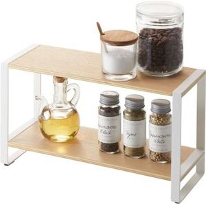 Yamazaki Home Tosca Keukenrek - Counter Opbergplank Organizer - Staal + Hout